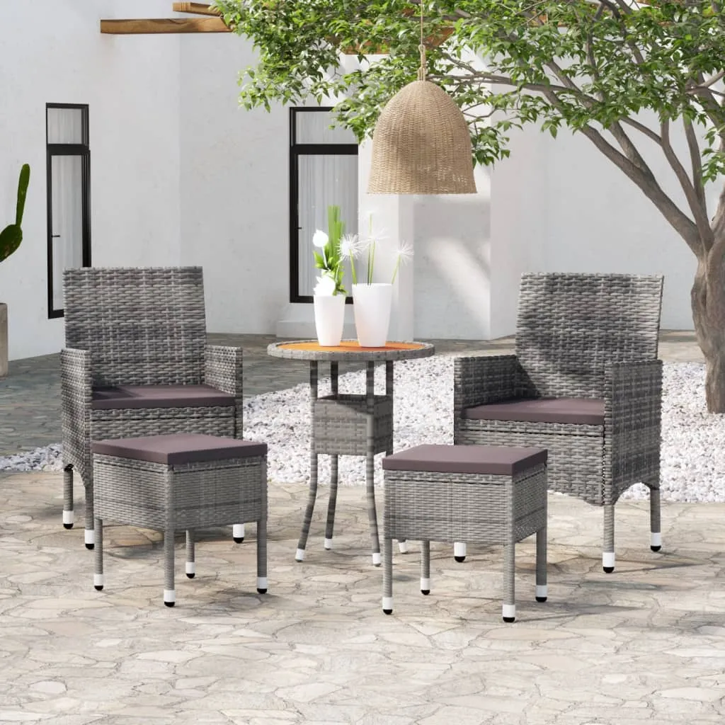 vidaXL Set Divani da Giardino 5 pz in Polyrattan Grigio