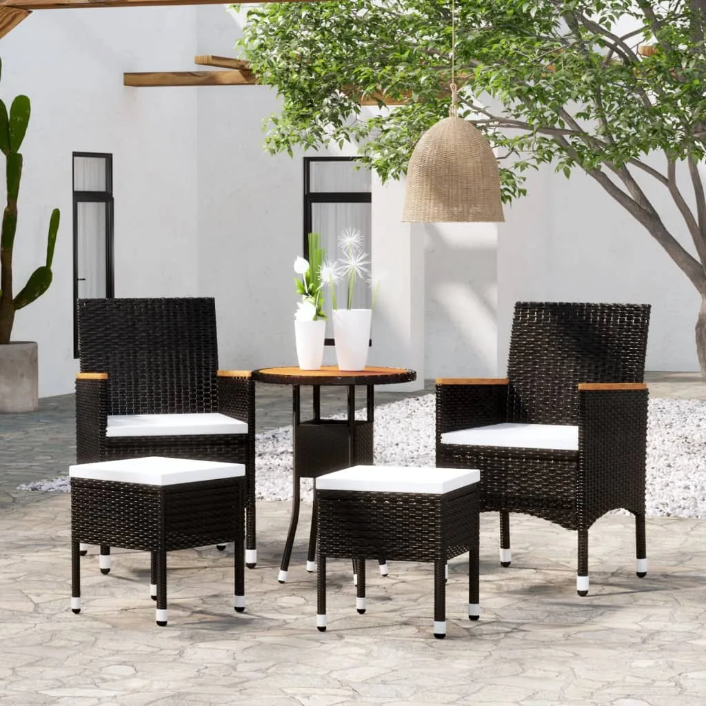 vidaXL Set Salotto da Giardino 5 pz in Polyrattan Nero