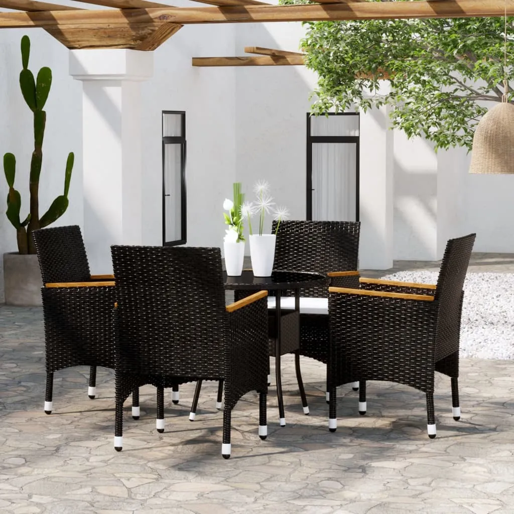 vidaXL Set da Pranzo per Giardino 5 pz in Polyrattan Nero