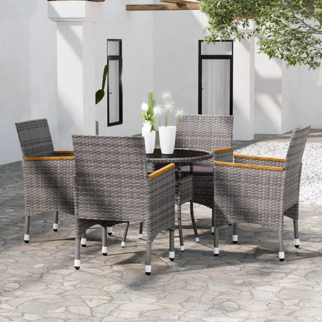 vidaXL Set da Pranzo per Giardino 5 pz in Polyrattan Grigio