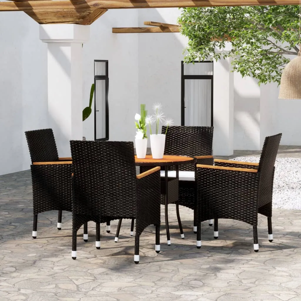 vidaXL Set da Pranzo per Giardino 5 pz in Polyrattan Nero