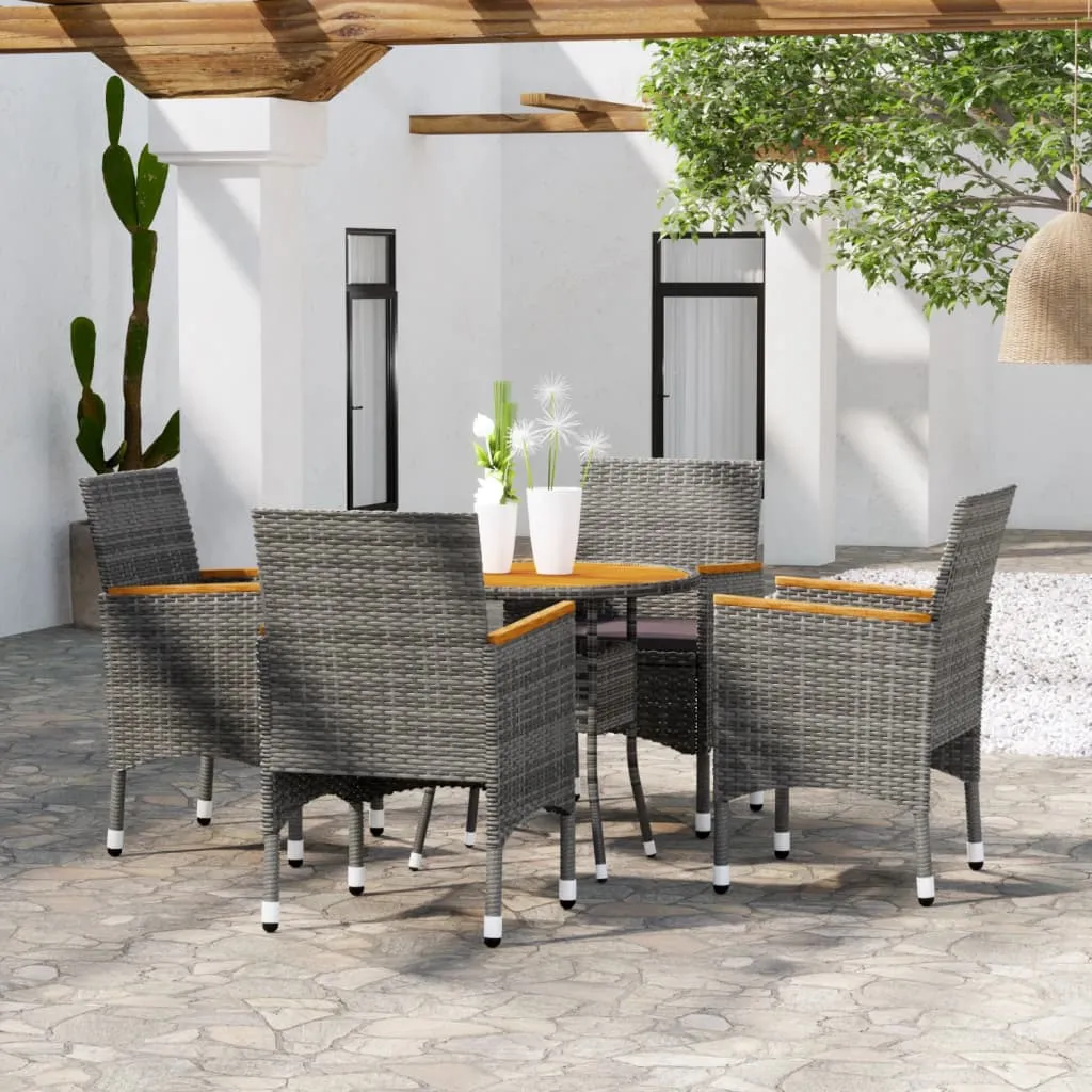 vidaXL Set da Pranzo per Giardino 5 pz in Polyrattan Grigio