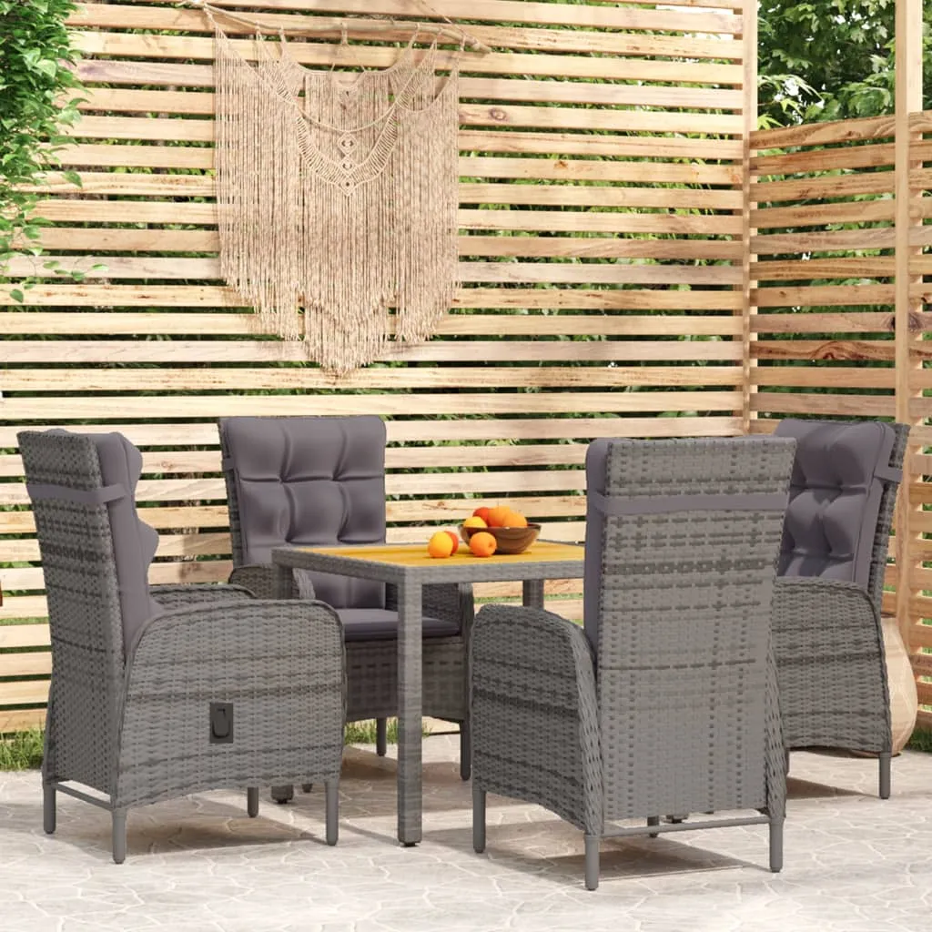 vidaXL Set da Pranzo per Giardino 5 pz in Polyrattan Grigio