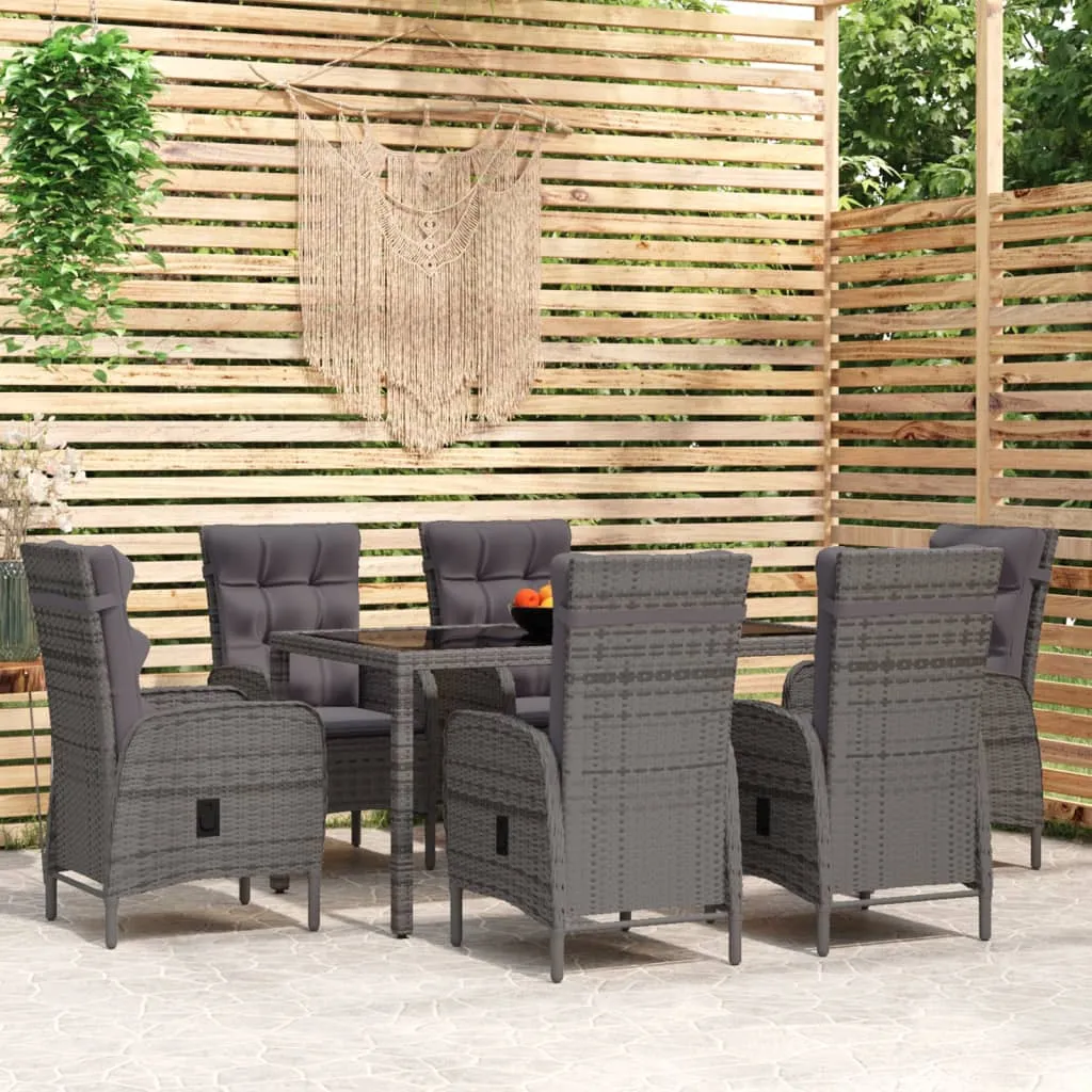 vidaXL Set Mobili da Pranzo per Giardino 7 pz in Polyrattan Grigio