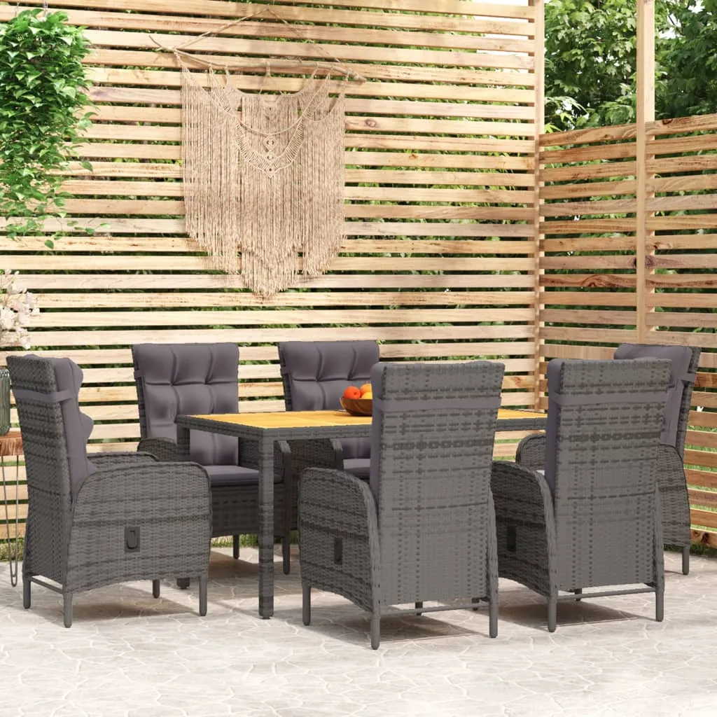 vidaXL Set Mobili da Pranzo per Giardino 7 pz in Polyrattan Grigio