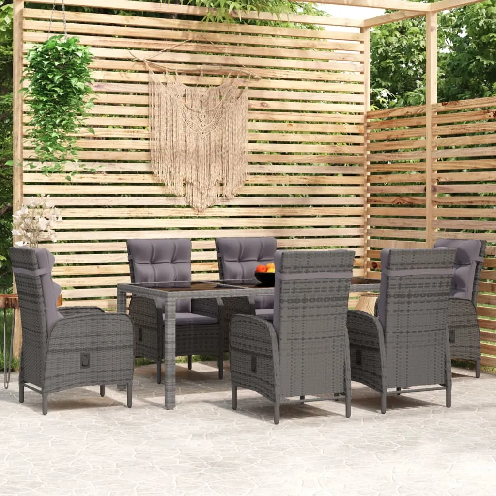 vidaXL Set Mobili da Pranzo per Giardino 7 pz in Polyrattan Grigio