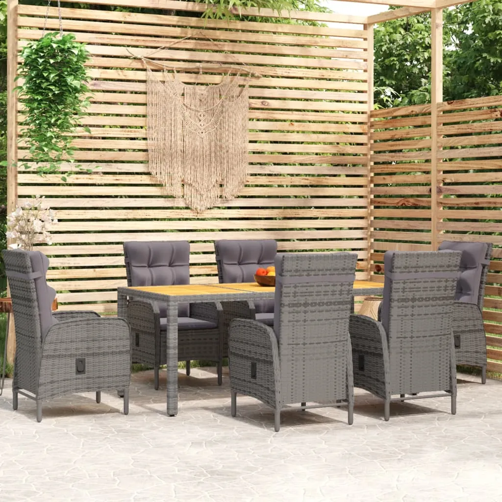 vidaXL Set Mobili da Pranzo per Giardino 7 pz in Polyrattan Grigio