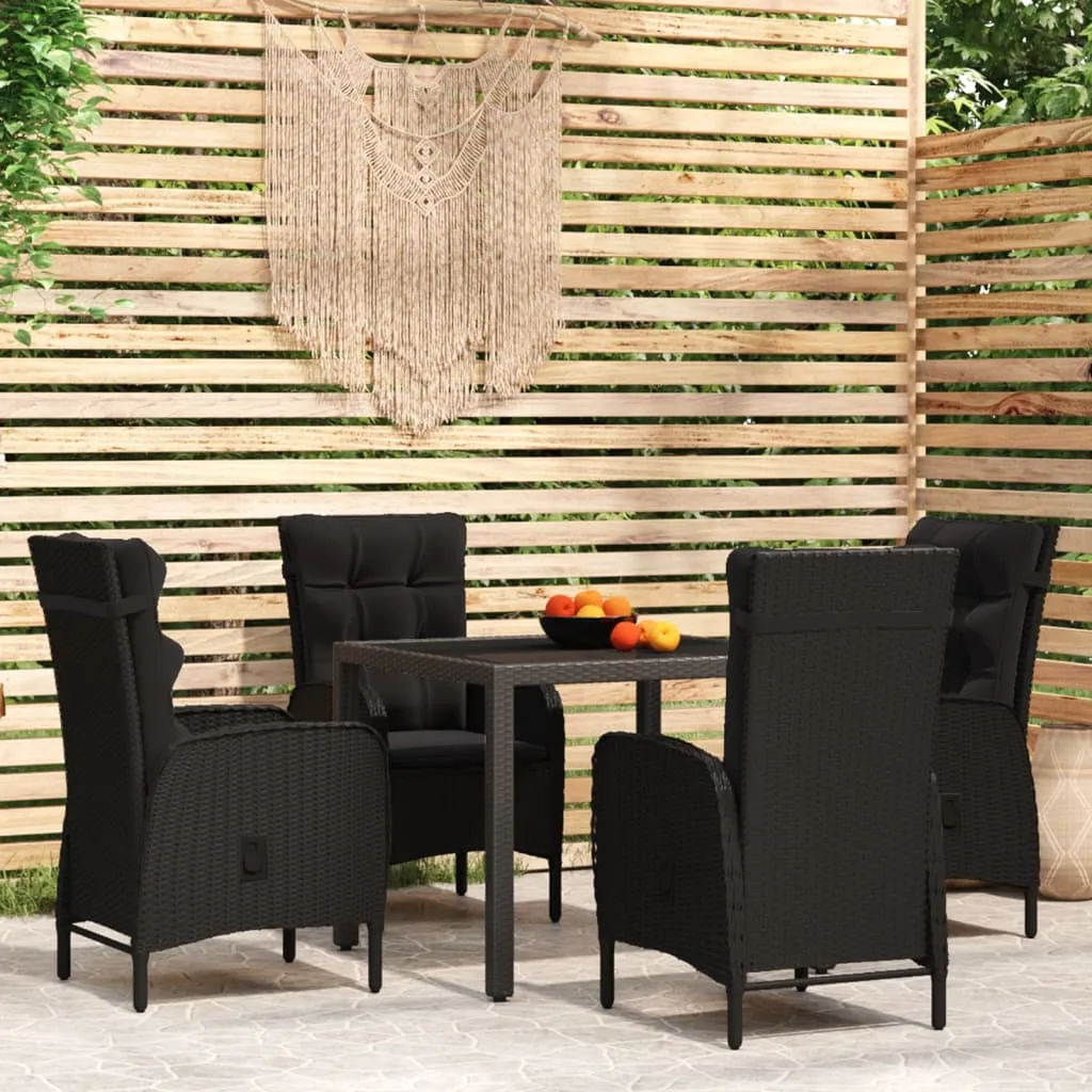 vidaXL Set da Pranzo per Giardino 5 pz in Polyrattan Nero