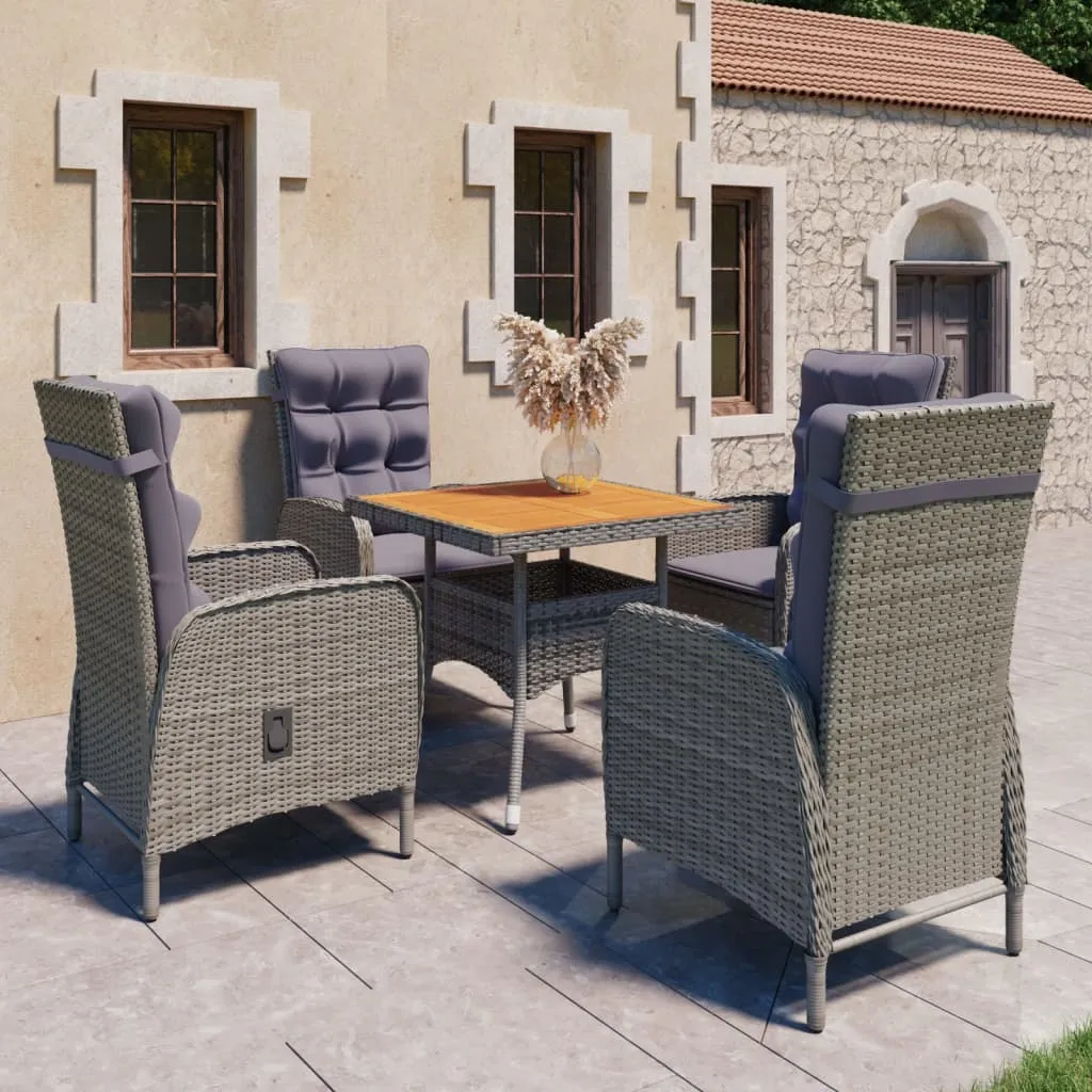 vidaXL Set da Pranzo da Giardino 5 pz in Polyrattan e Acacia Grigio