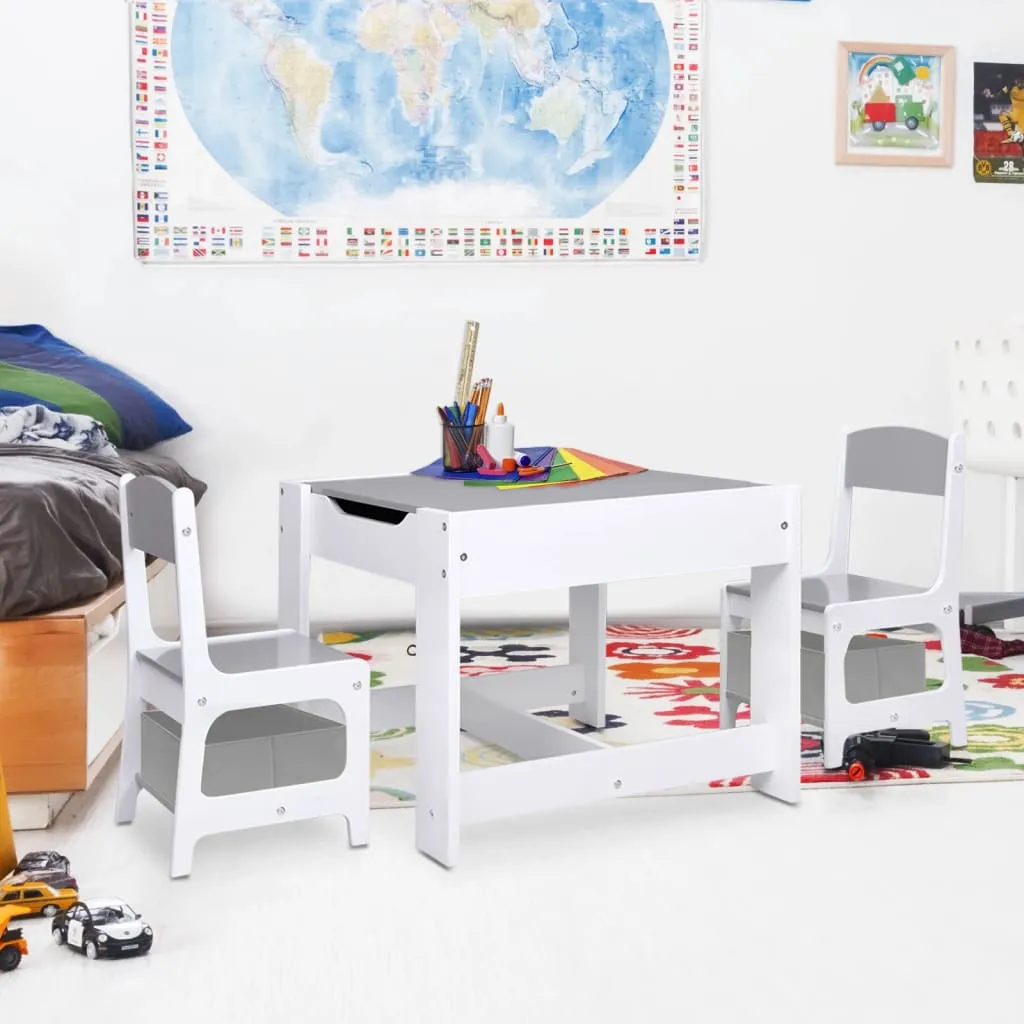 vidaXL Tavolo per Bambini con 2 Sedie Bianco in MDF