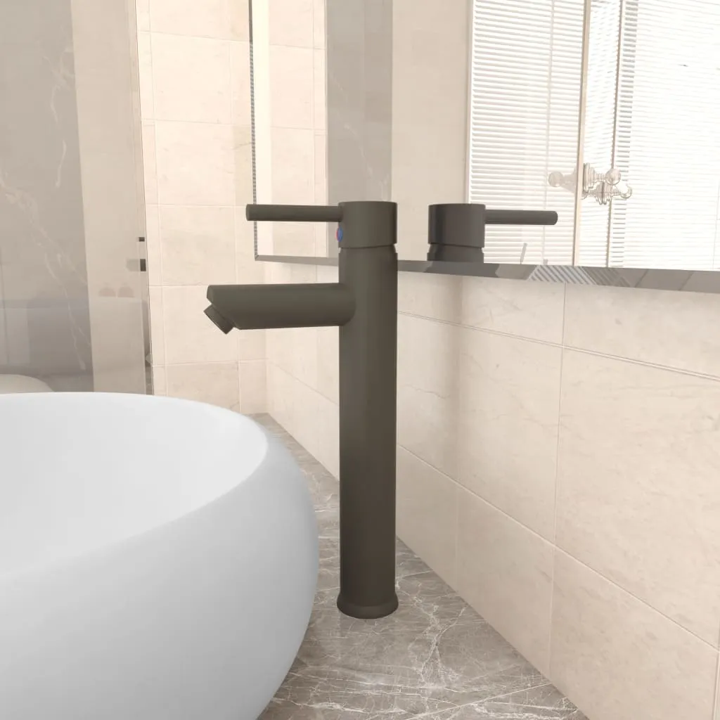 vidaXL Rubinetto Miscelatore da Bagno Grigio 12x30 cm