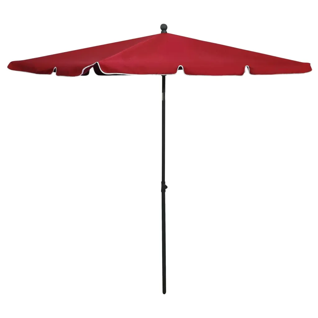 vidaXL Ombrellone da Giardino con Palo 210x140 cm Rosso Bordò