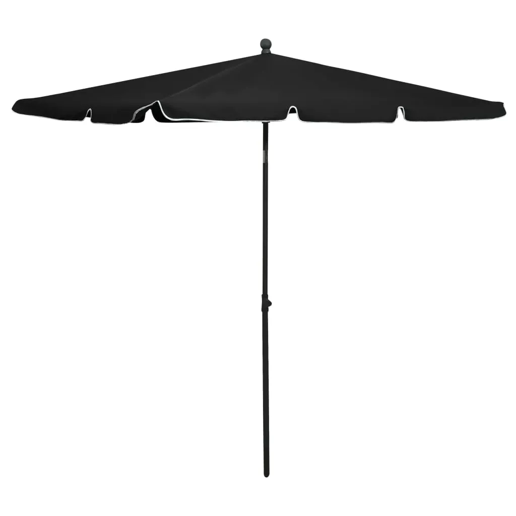 vidaXL Ombrellone da Giardino con Palo 210x140 cm Nero