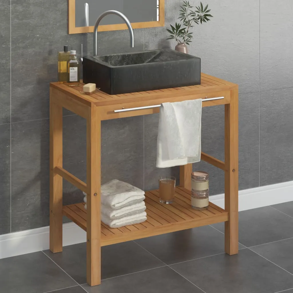 vidaXL Armadietto da Bagno in Legno di Teak con Lavabo in Marmo Nero