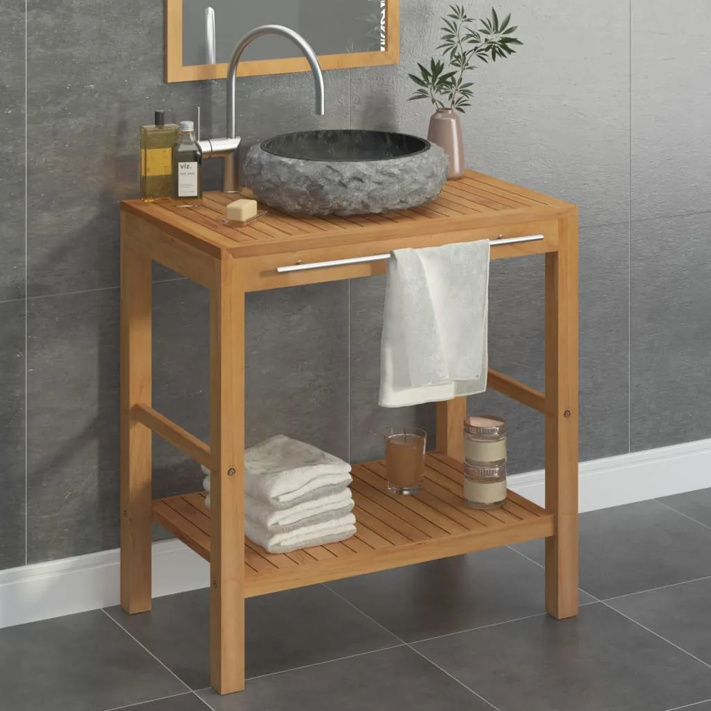 vidaXL Armadietto da Bagno in Legno di Teak con Lavabo in Marmo Nero