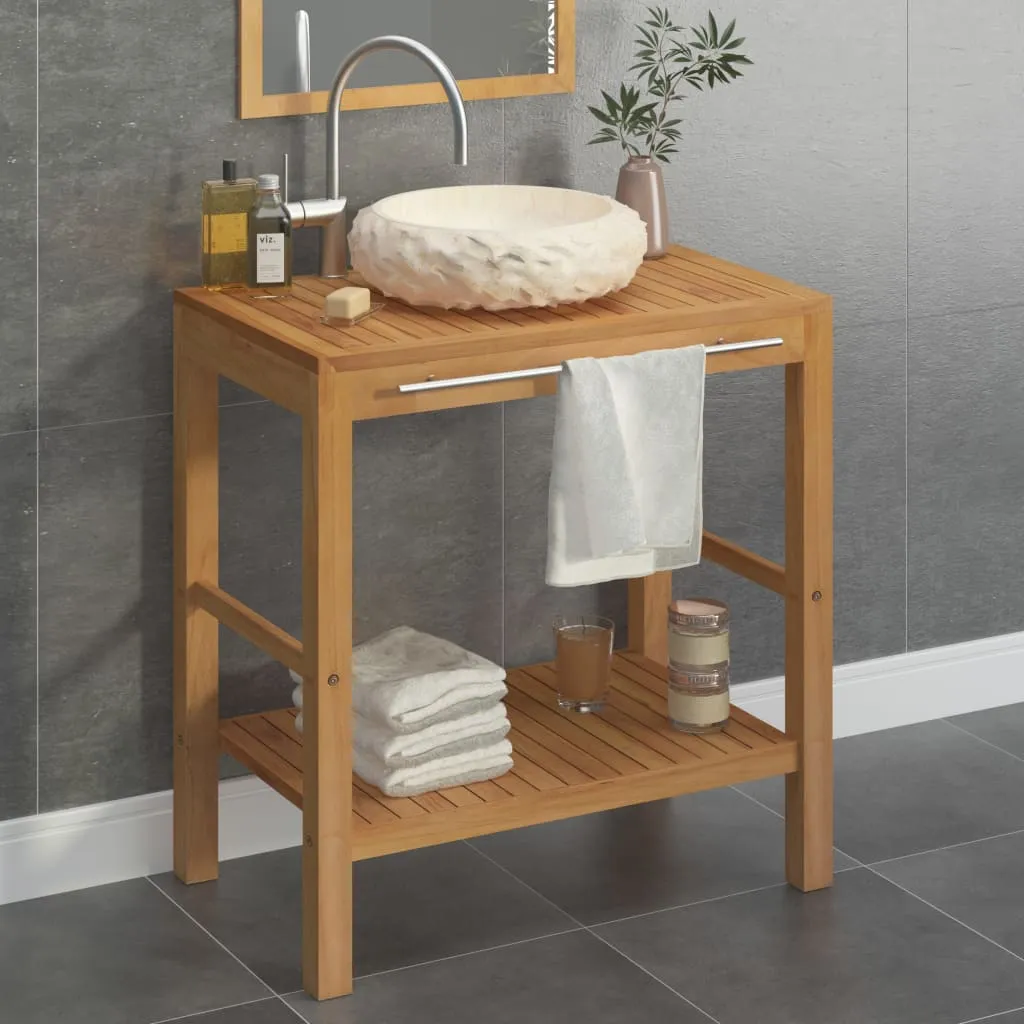 vidaXL Armadietto da Bagno in Legno di Teak con Lavabo in Marmo Crema