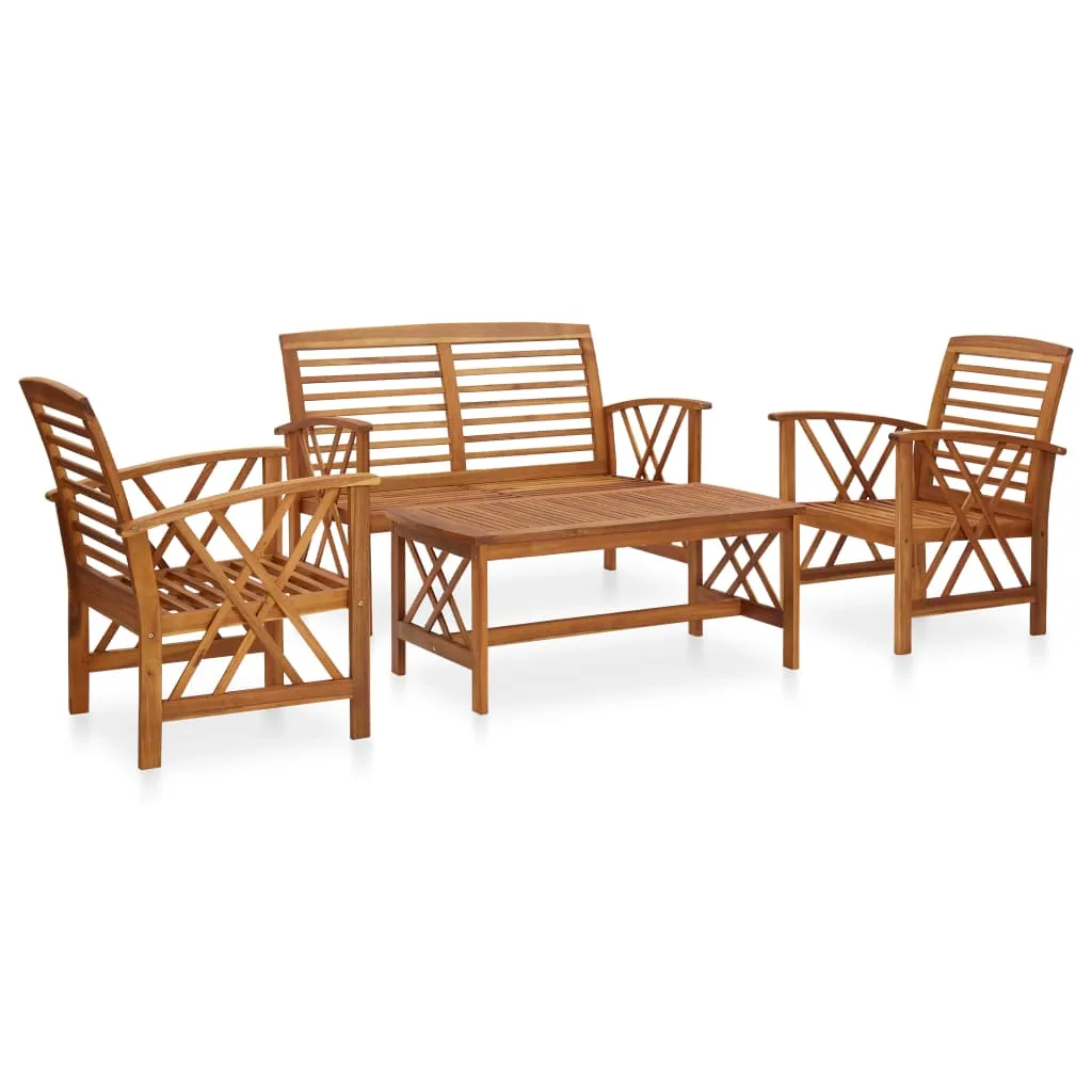 vidaXL Set Divani da Giardino 4 pz in Legno Massello di Acacia