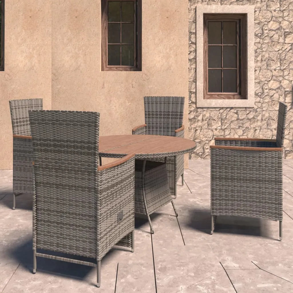 vidaXL Set da Pranzo da Giardino 5 pz con Cuscini in Polyrattan Grigio