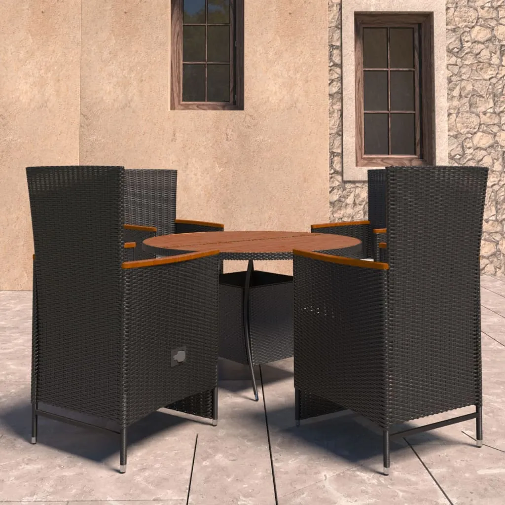 vidaXL Set da Pranzo da Giardino 5 pz con Cuscini in Polyrattan Nero