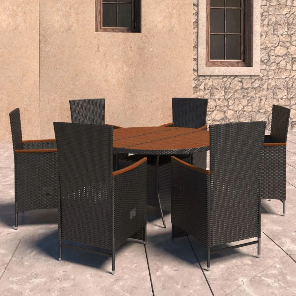 vidaXL Set da Pranzo da Giardino 7 pz con Cuscini in Polyrattan Nero