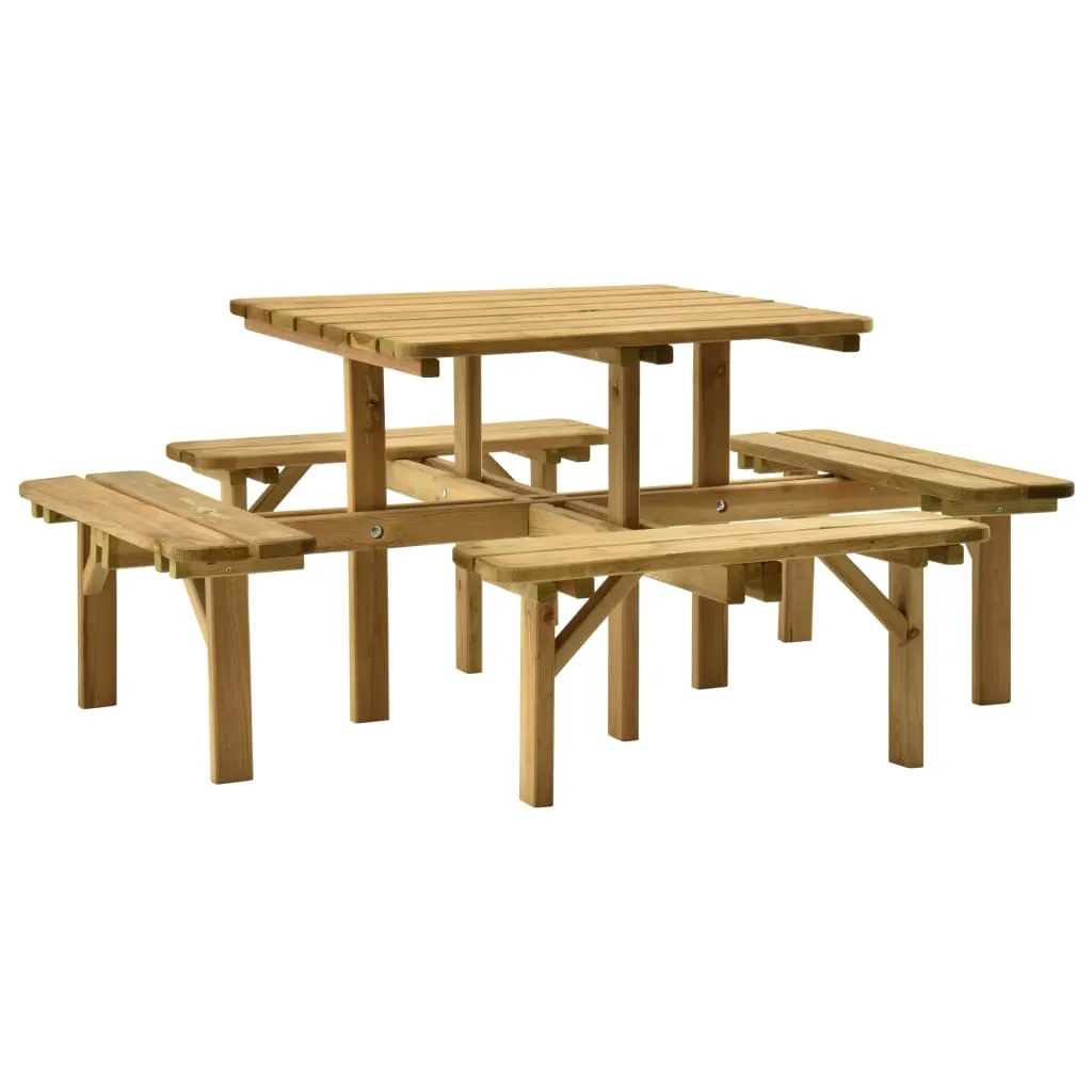 vidaXL Tavolo da Picnic 4 Lati 172x172x73 cm Legno di Pino Impregnato