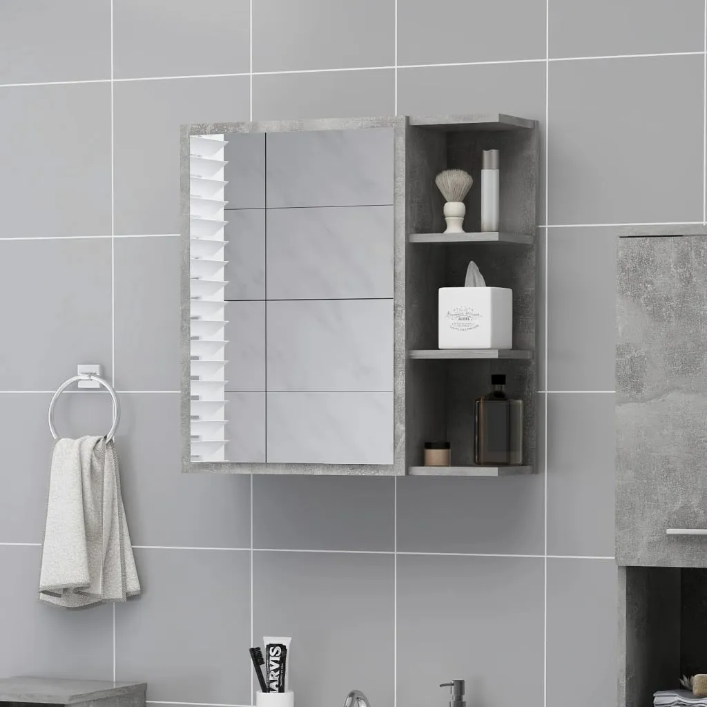 vidaXL Mobile Bagno Specchio Grigio Cemento 62,5x20,5x64cm Multistrato