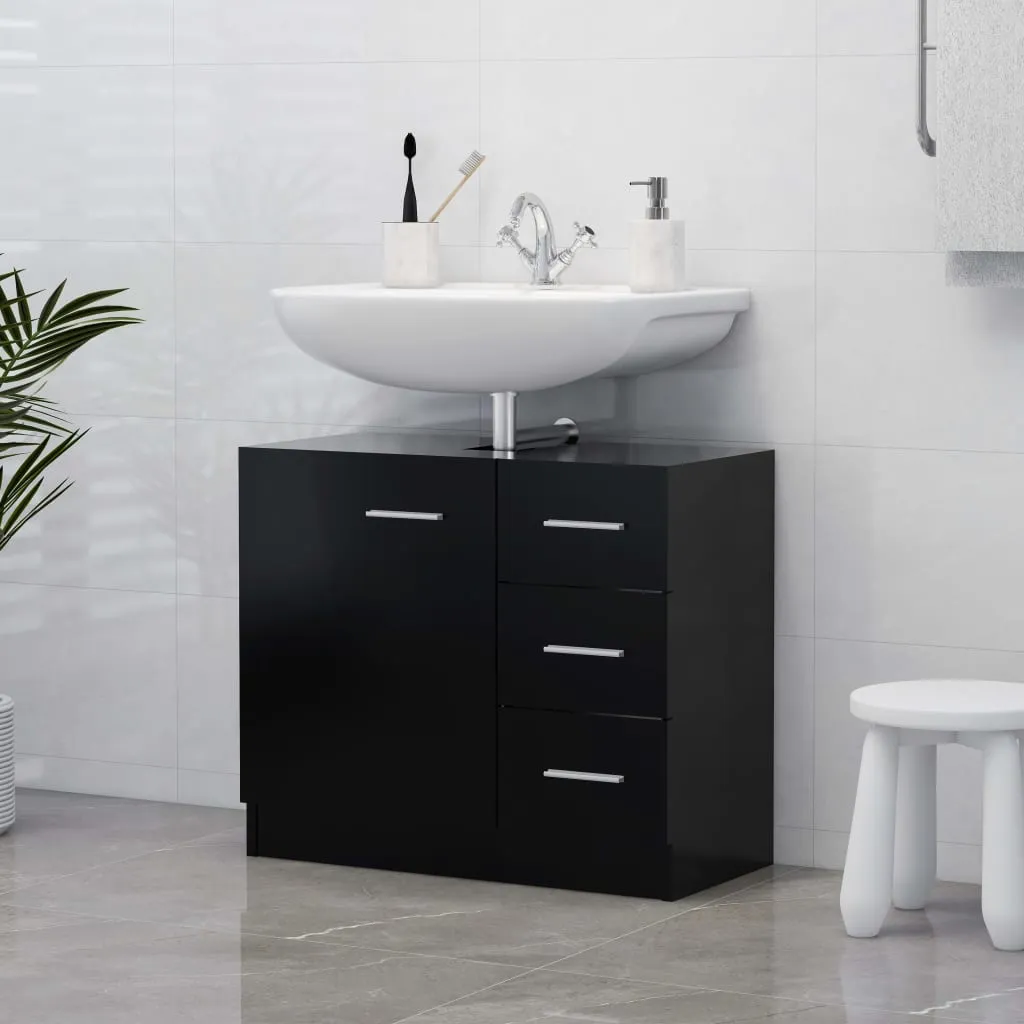 vidaXL Mobile Sottolavabo Nero 63x30x54 cm in Legno Multistrato