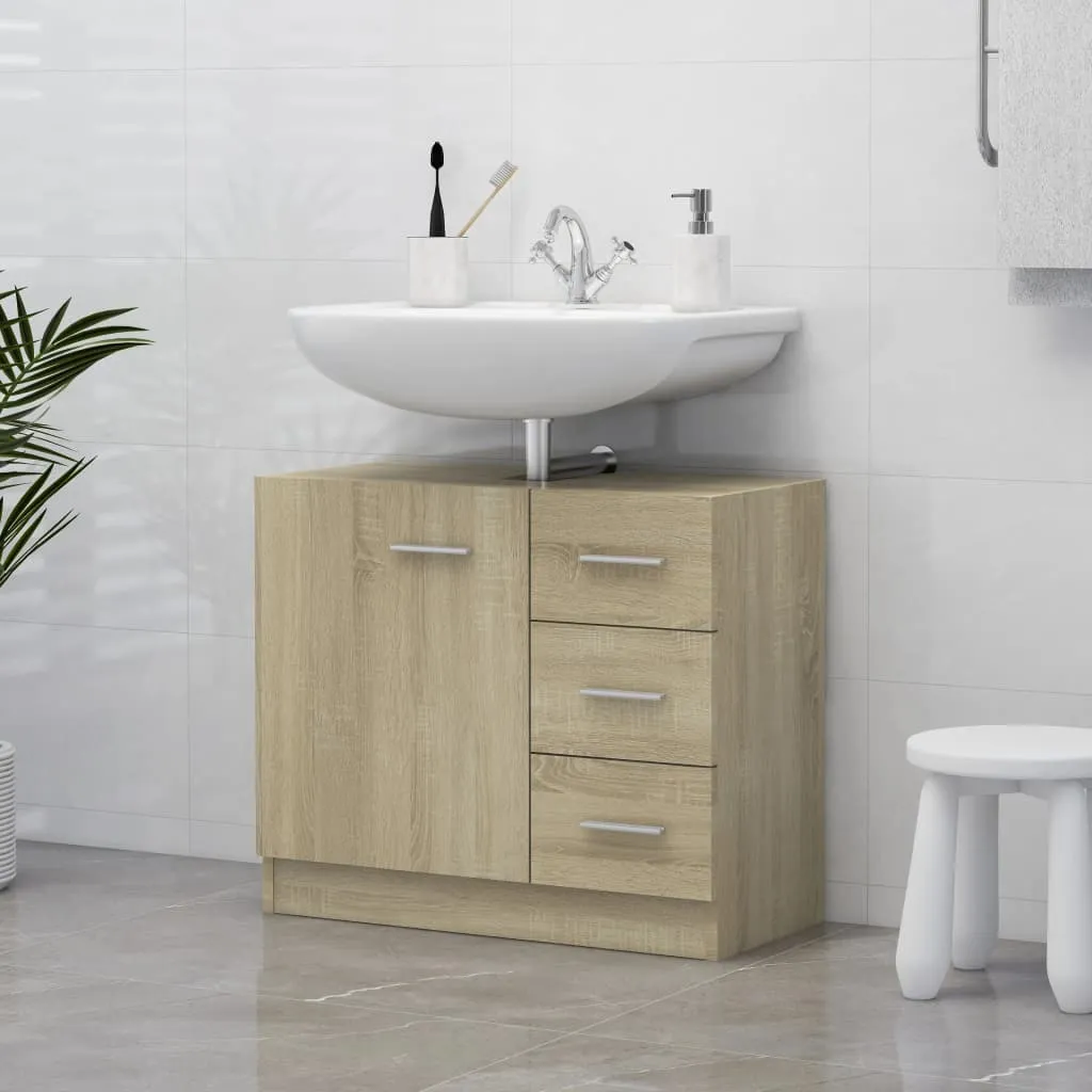 vidaXL Mobile Sottolavabo Rovere Sonoma 63x30x54 cm Legno Multistrato