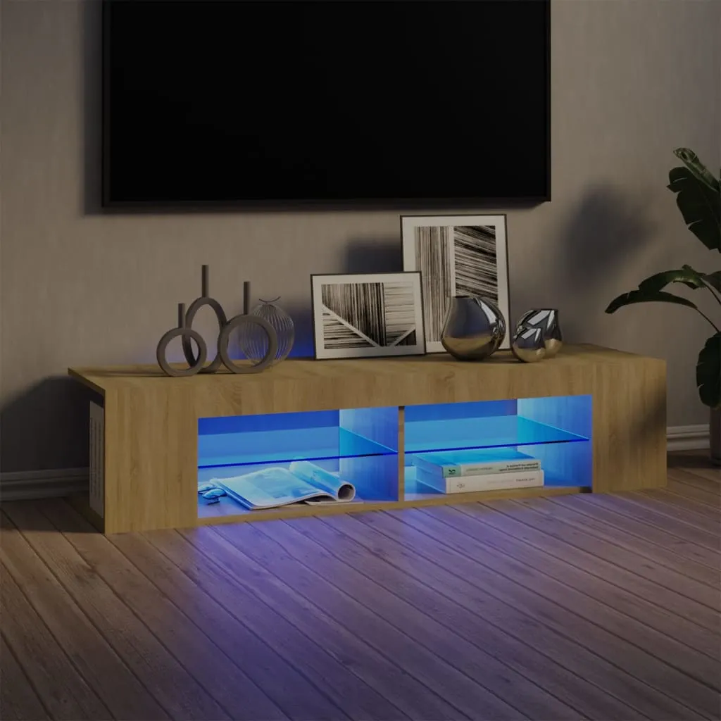 vidaXL Mobile Porta TV con Luci LED Rovere Sonoma 135x39x30 cm