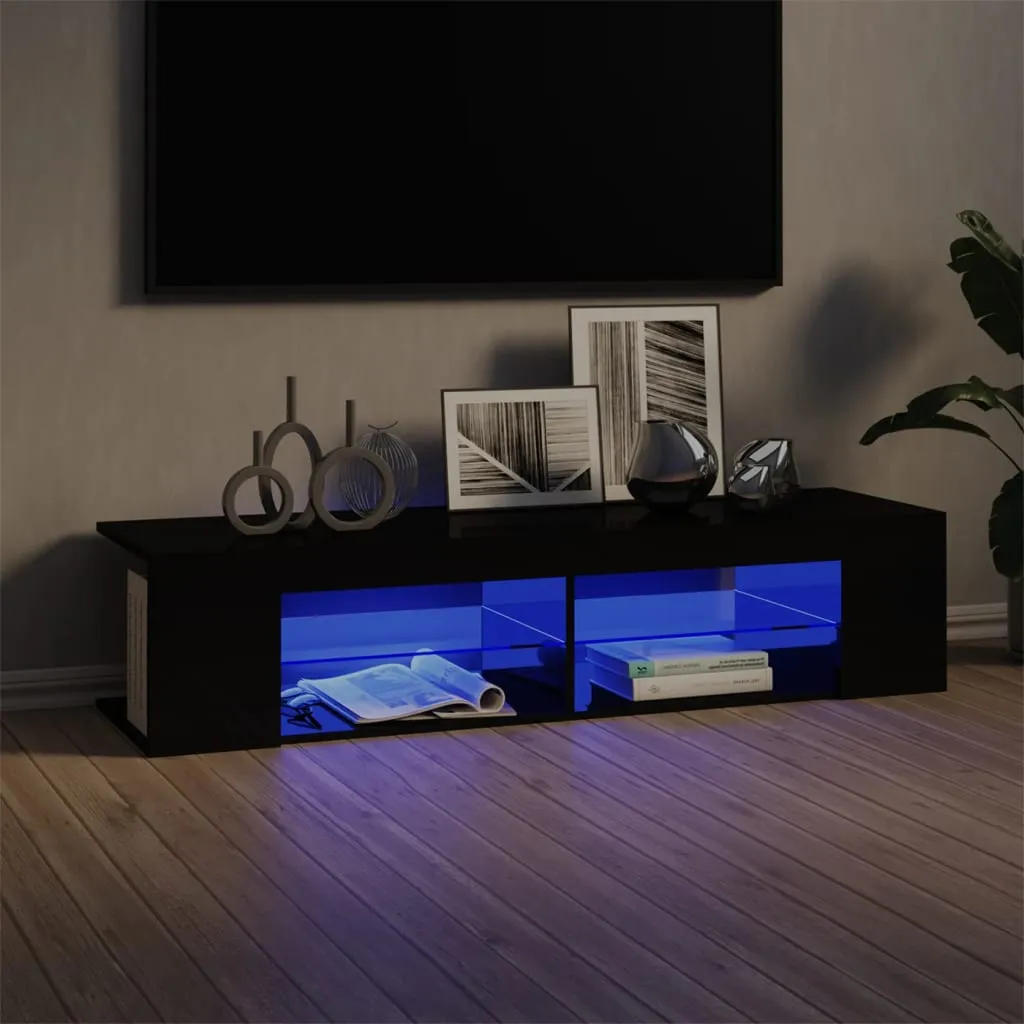 vidaXL Mobile Porta TV con Luci LED Nero Lucido 135x39x30 cm