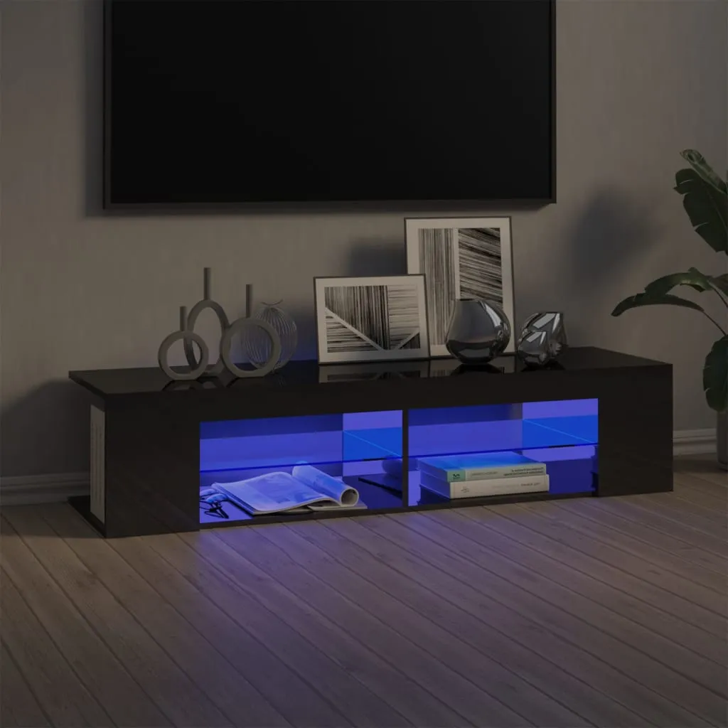 vidaXL Mobile Porta TV con Luci LED Grigio Lucido 135x39x30 cm