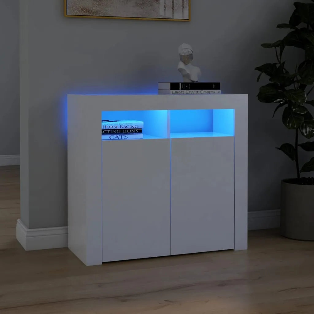 vidaXL Credenza con Luci LED Bianca 80x35x75 cm