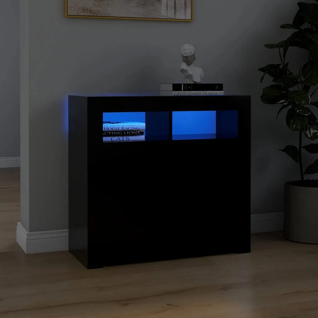 vidaXL Credenza con Luci LED Nera 80x35x75 cm