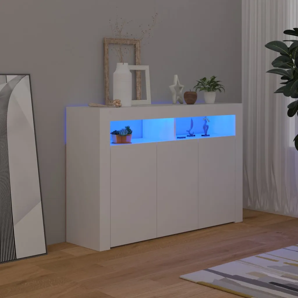 vidaXL Credenza con Luci LED Bianca 115,5x30x75 cm