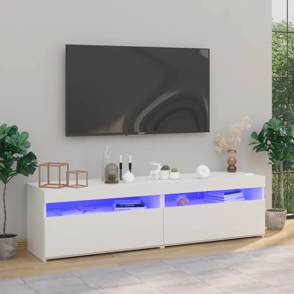 vidaXL Mobili Porta TV con Luci LED 2 pz Bianco 75x35x40 cm