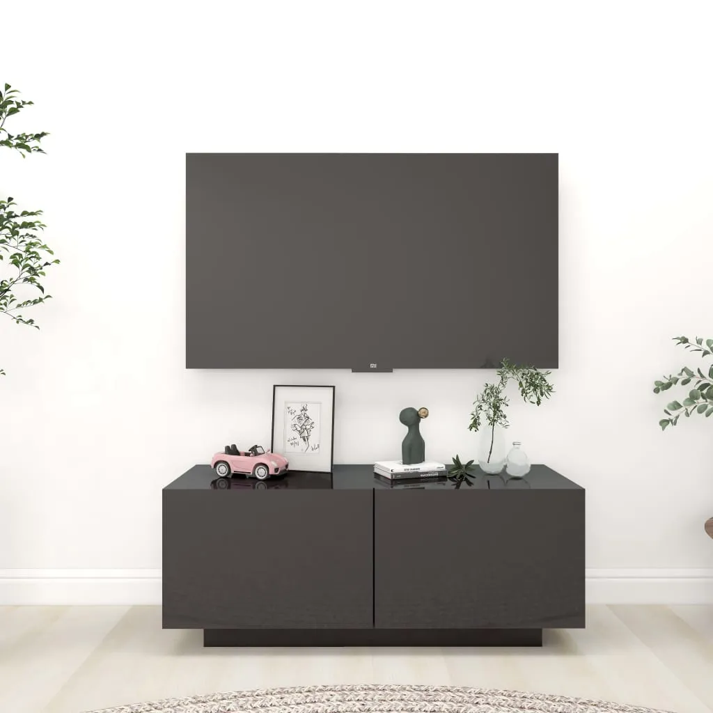 vidaXL Mobile Porta TV Grigio Lucido 100x35x40 cm in Legno Multistrato