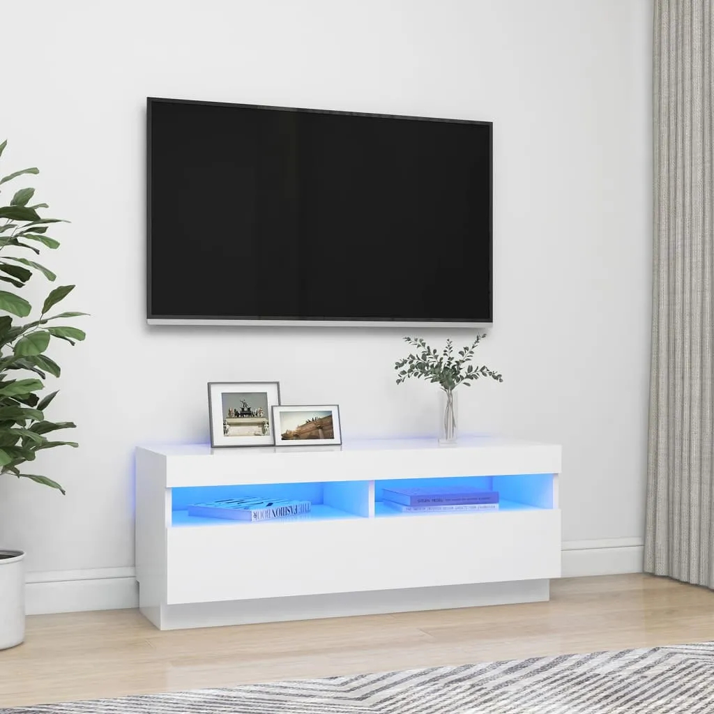 vidaXL Mobile Porta TV con Luci LED Bianco 100x35x40 cm