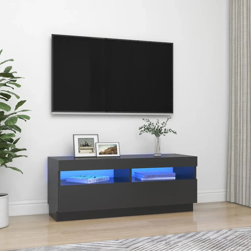 vidaXL Mobile Porta TV con Luci LED Grigio 100x35x40 cm