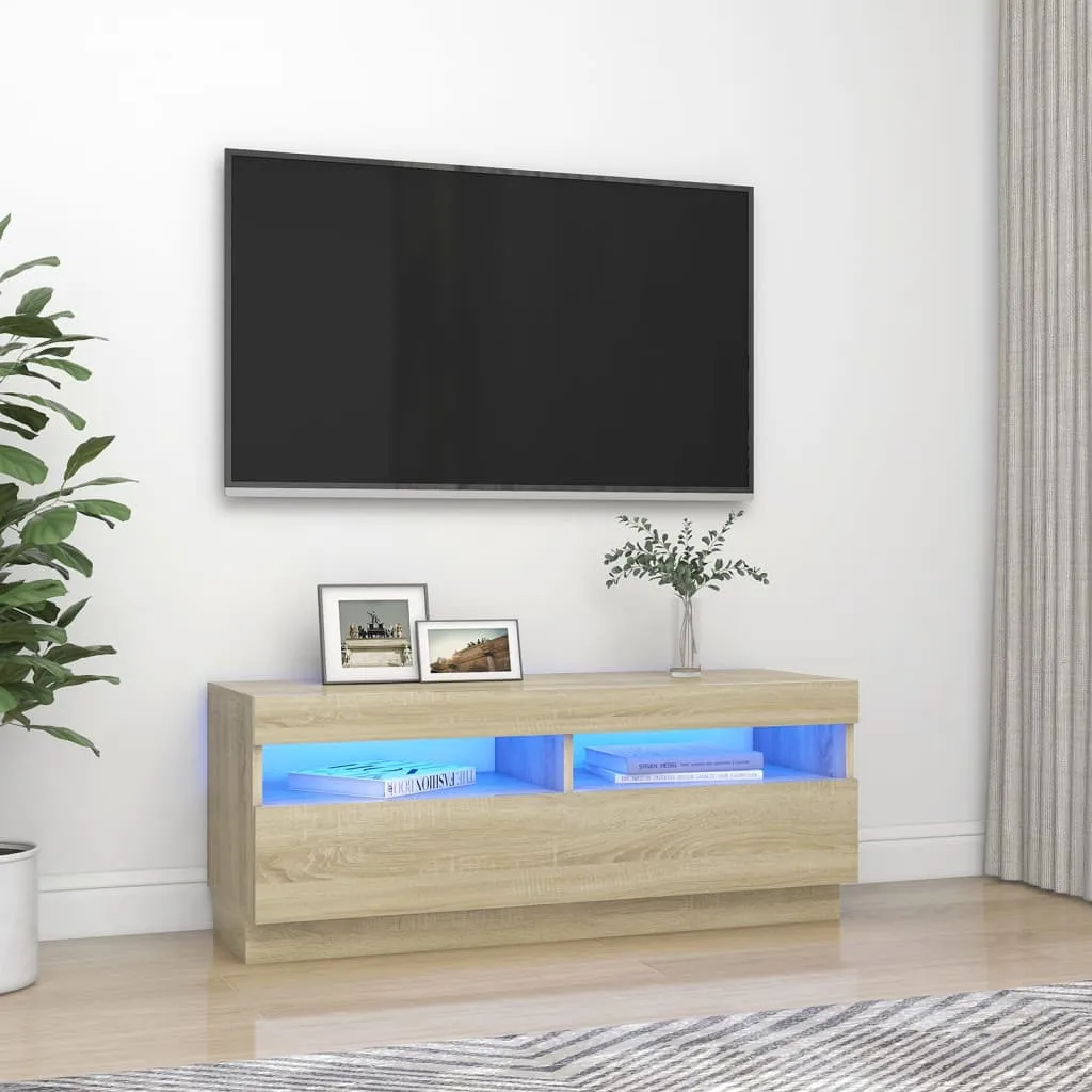 vidaXL Mobile Porta TV con Luci LED Rovere Sonoma 100x35x40 cm