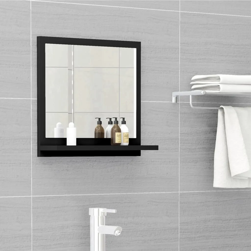 vidaXL Specchio da Bagno Nero 40x10,5x37 cm in Legno Multistrato