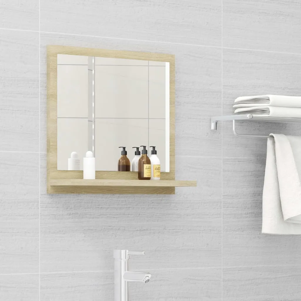 vidaXL Specchio da Bagno Rovere Sonoma 40x10,5x37 cm Legno Multistrato