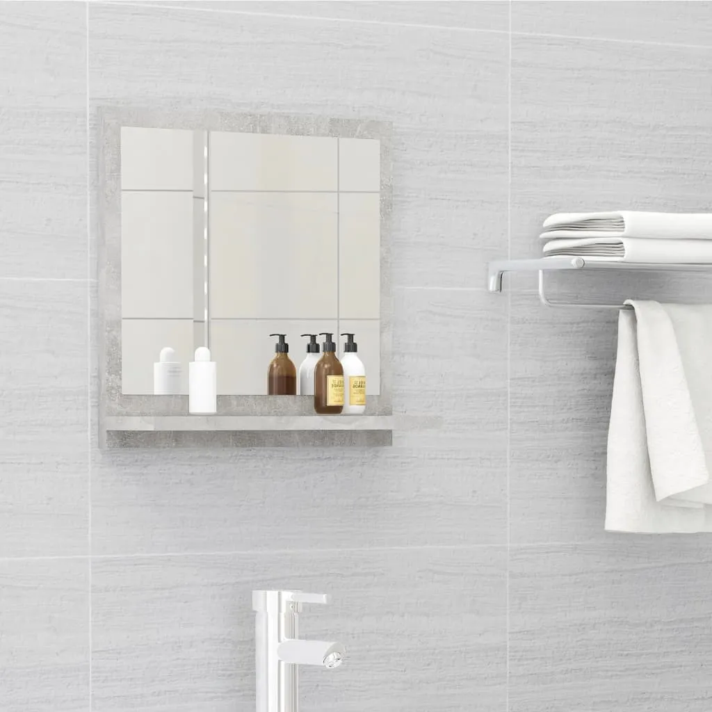 vidaXL Specchio da Bagno Grigio Cemento 40x10,5x37cm Legno Multistrato