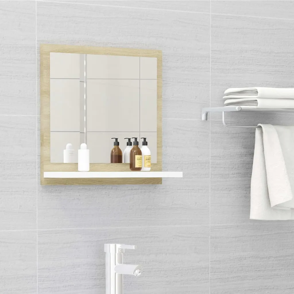 vidaXL Specchio Bagno Bianco e Rovere Sonoma 40x10,5x37 cm Multistrato