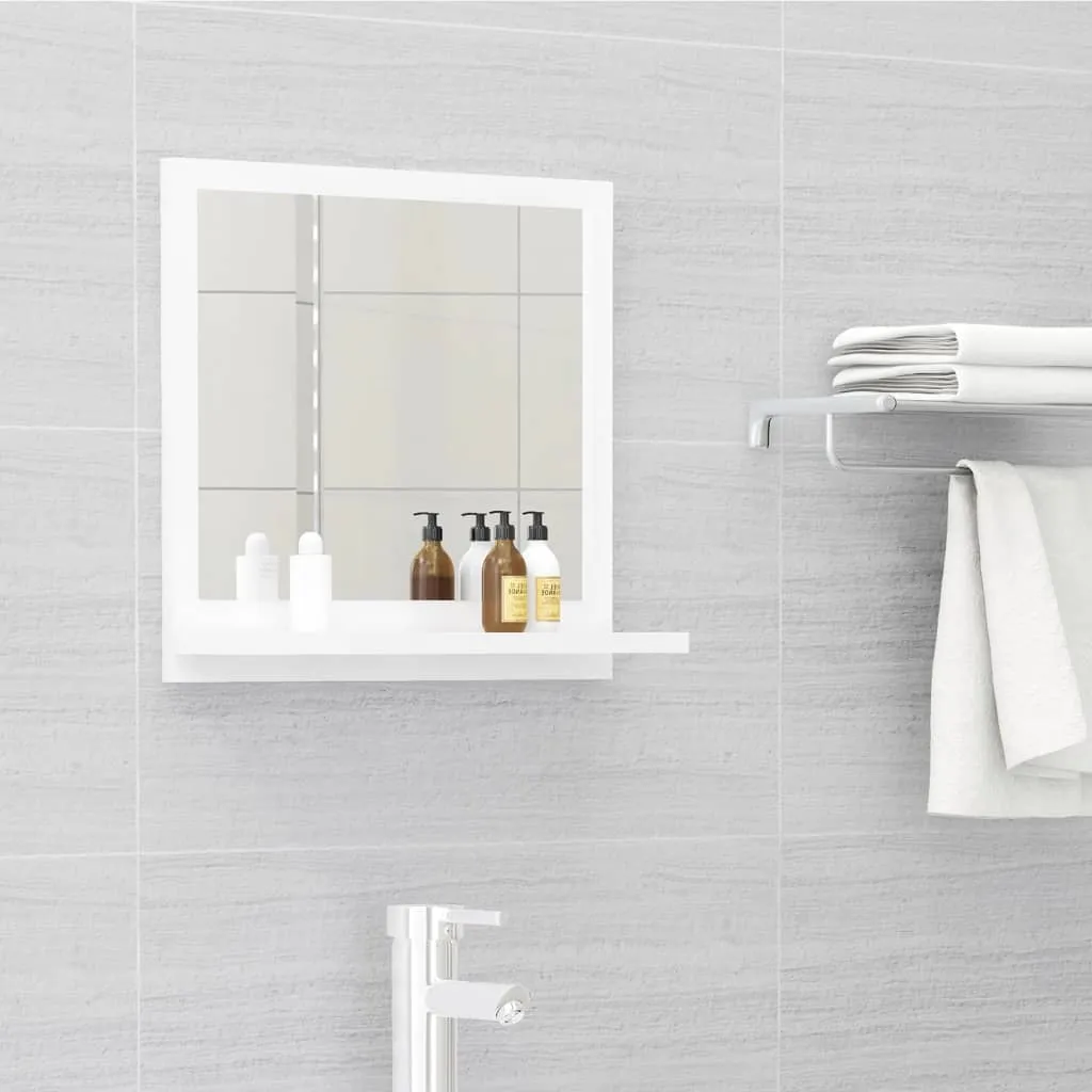 vidaXL Specchio da Bagno Bianco Lucido 40x10,5x37 cm Legno Multistrato