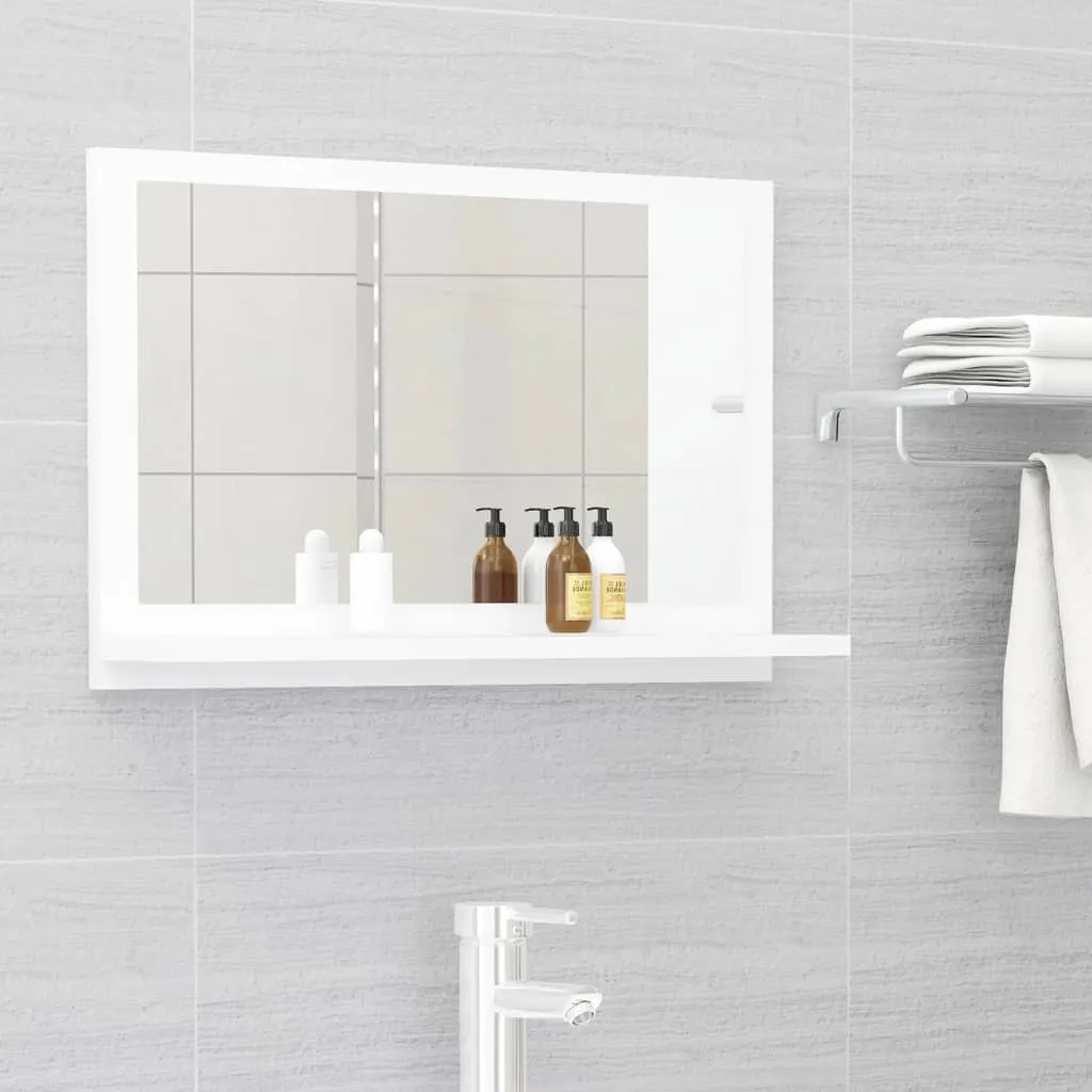 vidaXL Specchio da Bagno Bianco 60x10,5x37 cm in Legno Multistrato