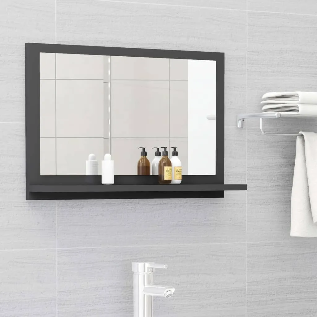 vidaXL Specchio da Bagno Grigio 60x10,5x37 cm in Legno Multistrato