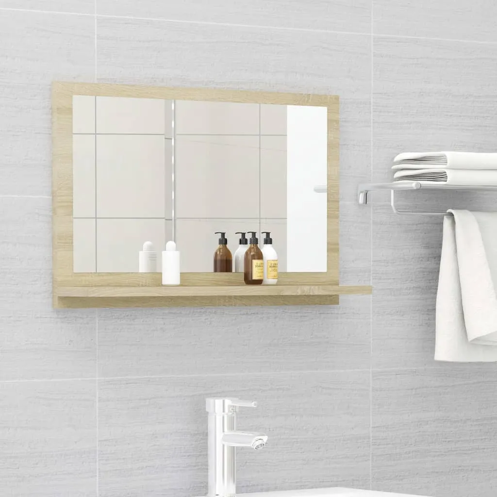 vidaXL Specchio da Bagno Rovere Sonoma 60x10,5x37 cm Legno Multistrato