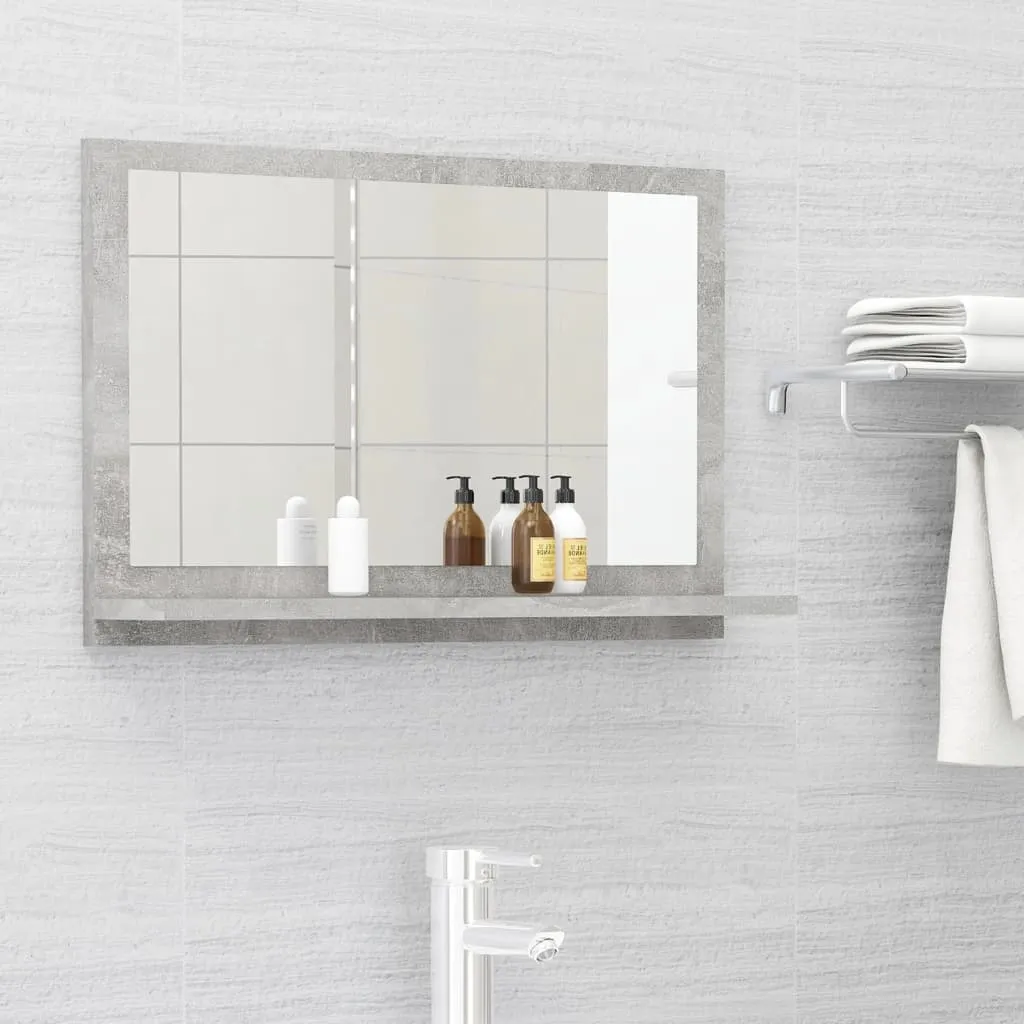 vidaXL Specchio da Bagno Grigio Cemento 60x10,5x37cm Legno Multistrato