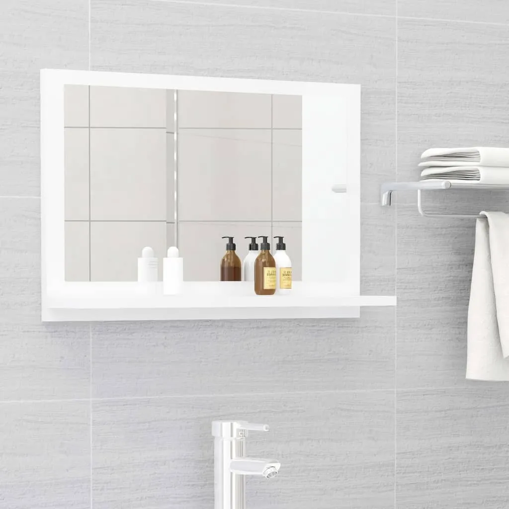 vidaXL Specchio da Bagno Bianco Lucido 60x10,5x37 cm Legno Multistrato