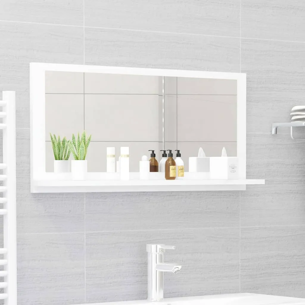 vidaXL Specchio da Bagno Bianco 80x10,5x37 cm in Legno Multistrato